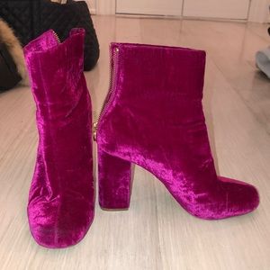 Joie pink velvet booties